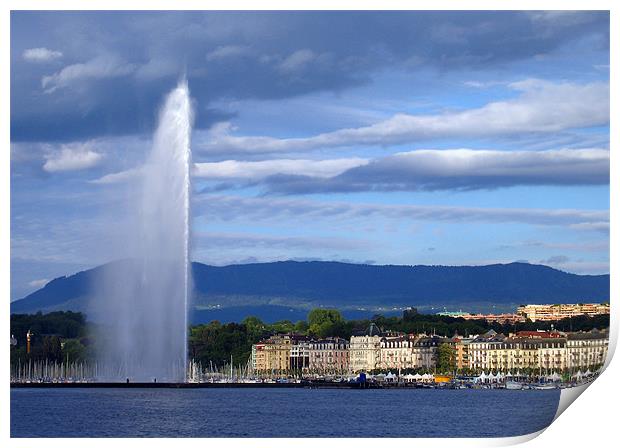 Geneva with Jet D'eau Print by Linda More