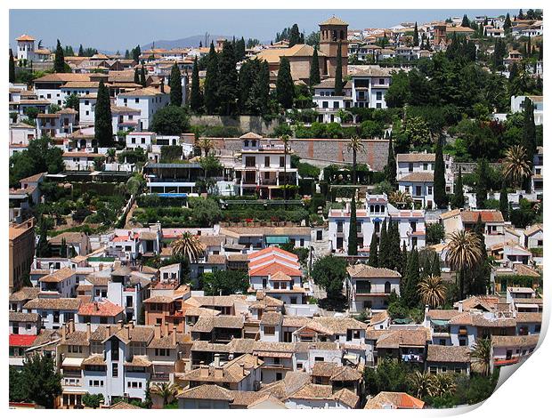 View of Granada from the Alhambra, Spain Print by Linda More