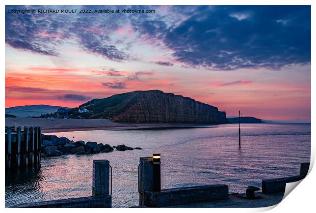 Sunrise at West Bay in Dorset Print by RICHARD MOULT