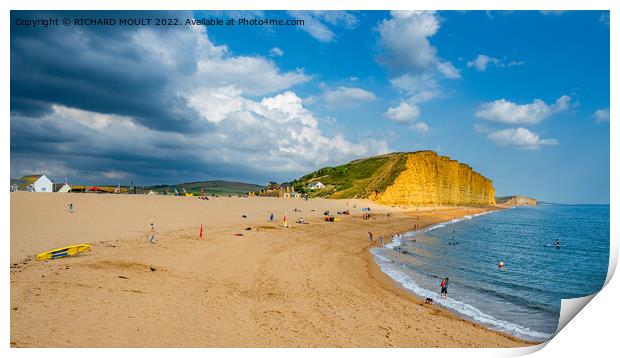 West Bay Beach And Cliff Print by RICHARD MOULT