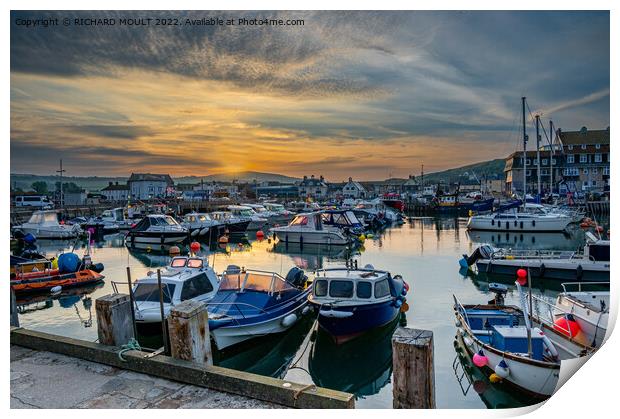 West Bay Harbour Dorset Print by RICHARD MOULT