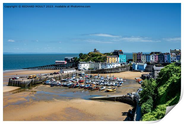 Tenby Harbour at low tide Print by RICHARD MOULT