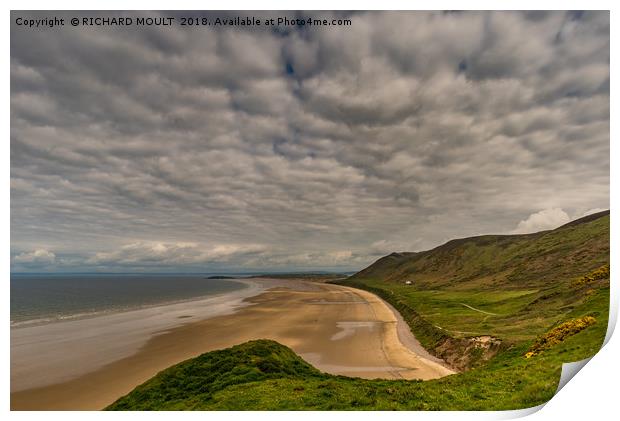 Deserted Llangenith Beach Gower Print by RICHARD MOULT