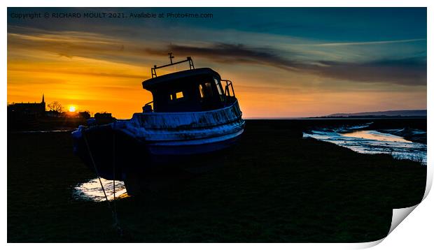 Gower Fishing Boat At Sunset Print by RICHARD MOULT