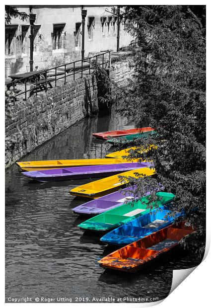 Colourful Oxford Punts Print by Roger Utting