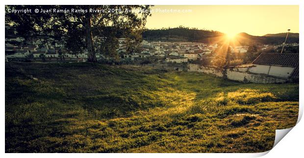 Sunbeams illuminated the field Print by Juan Ramón Ramos Rivero