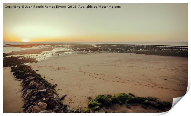 Sunset at the beach of Sanlúcar de Barrameda at lo Print by Juan Ramón Ramos Rivero