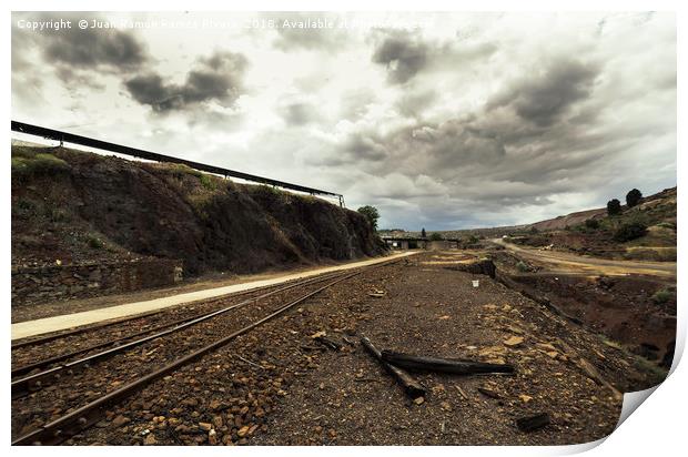 Old railroad track in the mines Print by Juan Ramón Ramos Rivero