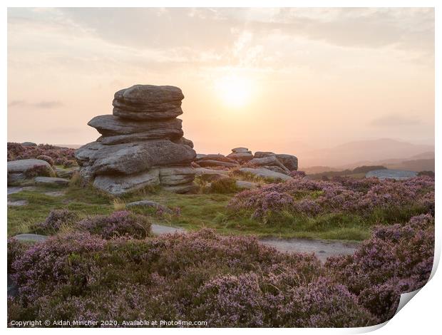 Sunset at Over Owler Tor Print by Aidan Mincher