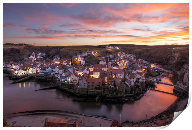 Staithes Sunrise Print by David Semmens