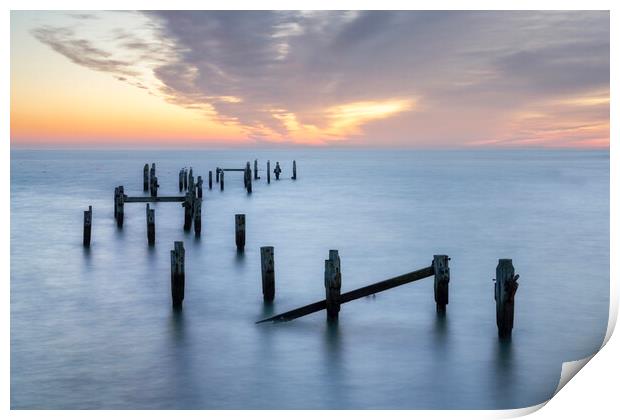 Swanage Old Pier at Sunrise Print by David Semmens