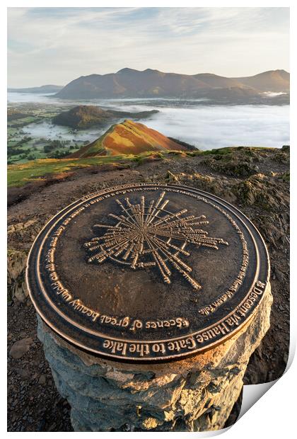 Catbells Trigpoint Print by David Semmens