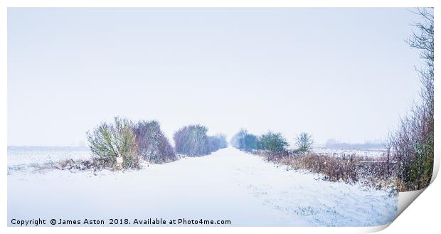 Looking down a Railway line in a Blizzard Print by James Aston