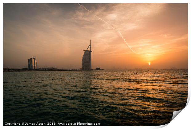 Sunset over the Palm Dubai Print by James Aston