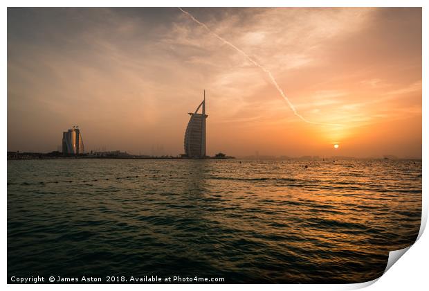Sunset over the Palm Dubai Print by James Aston