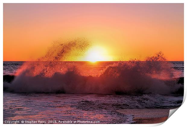 Sunset Waves Print by Stephen Perry