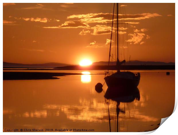 Findhorn Sunset calm  Print by Chris Sherwin