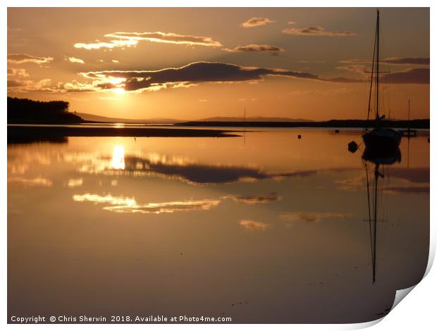 Findhorn Reflections Findhorn bay  Print by Chris Sherwin