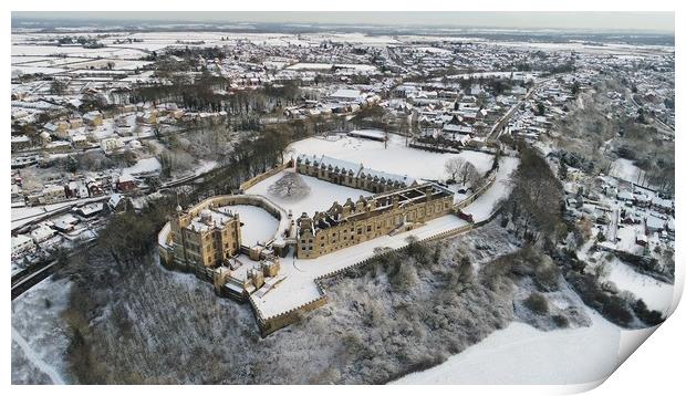 Bolsover Castle at winter time Print by lee retallic