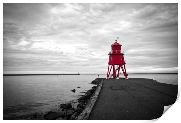 Herd Groyne Lighthouse in South Shields Print by Phil Page