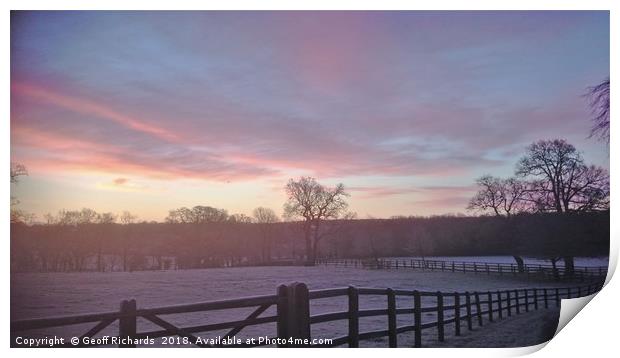 Pink Winter Sky Print by Geoff Richards