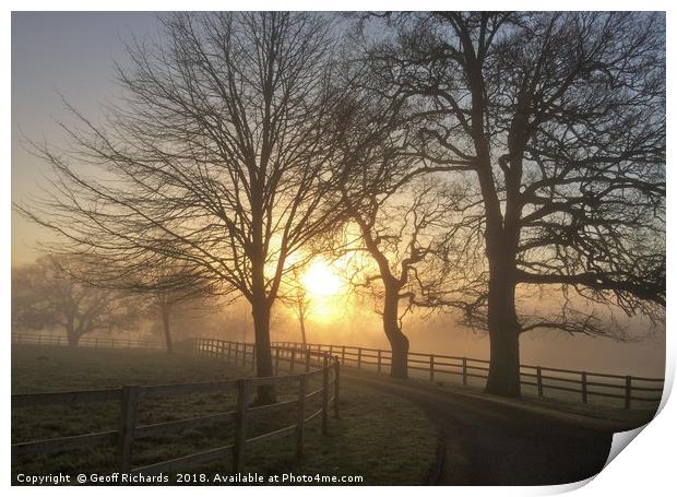 Winter Sunrise In Hampshire  Print by Geoff Richards