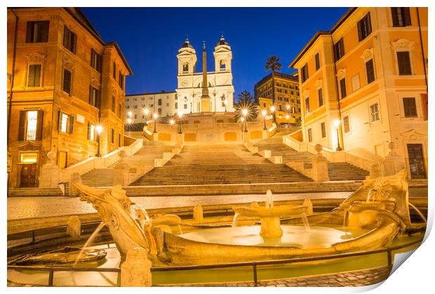 The Spanish Steps at dawn Print by Andrew Michael