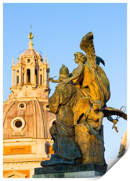 Church spires & statues Rome Print by Andrew Michael