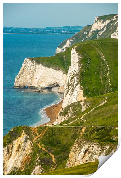 Jurassic coast scenery at Durdle door Print by Andrew Michael