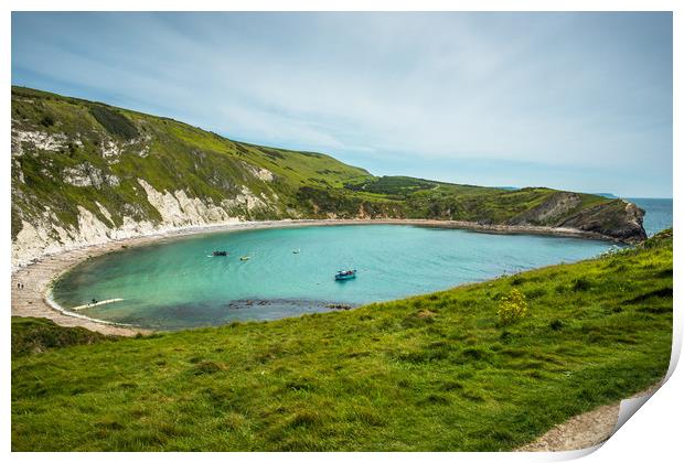 Dramatic coastal scenery at Lulworth Cove Print by Andrew Michael