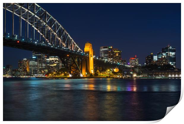 Sydney Harbour Bridge after dark Print by Andrew Michael