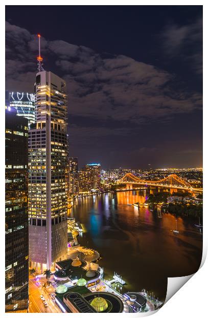 Brisbane at night Print by Andrew Michael