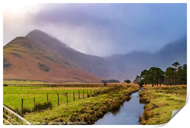 Fleetwith Pike in the rain Print by Claire Turner