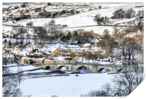 Burnsall In The Snow Print by Tom Holmes