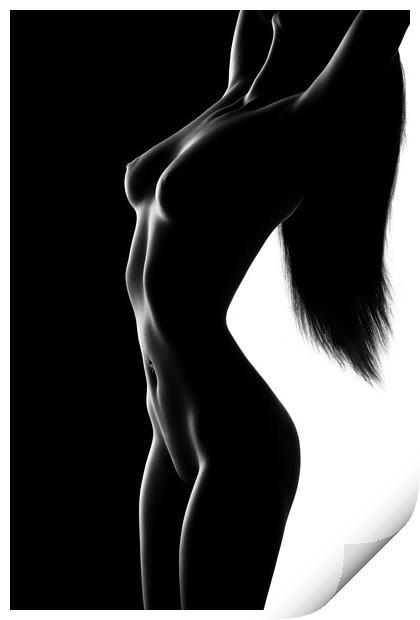 Nude black versus white 3 Print by Johan Swanepoel