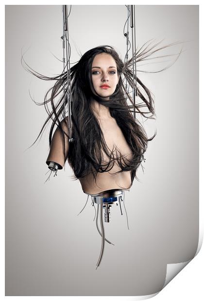 Cyborg woman Print by Johan Swanepoel