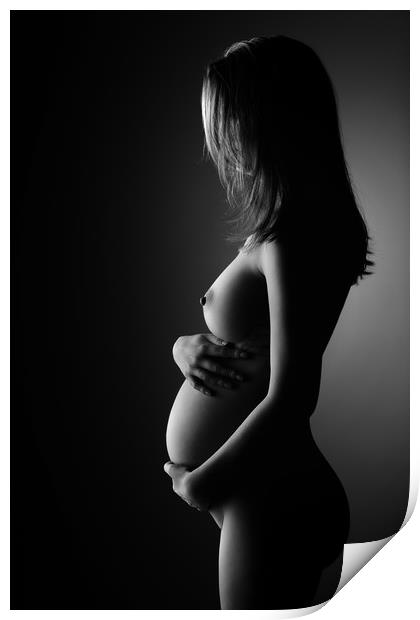 Nude Pregnant Woman Print by Johan Swanepoel
