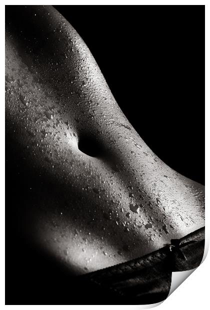 Woman wet abdomen Print by Johan Swanepoel