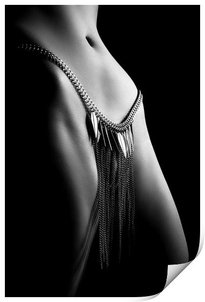 Woman close-up chain panty Print by Johan Swanepoel