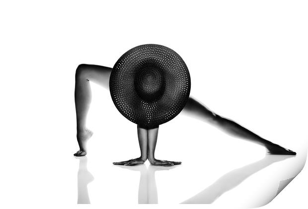 Nude Woman Black hat Print by Johan Swanepoel