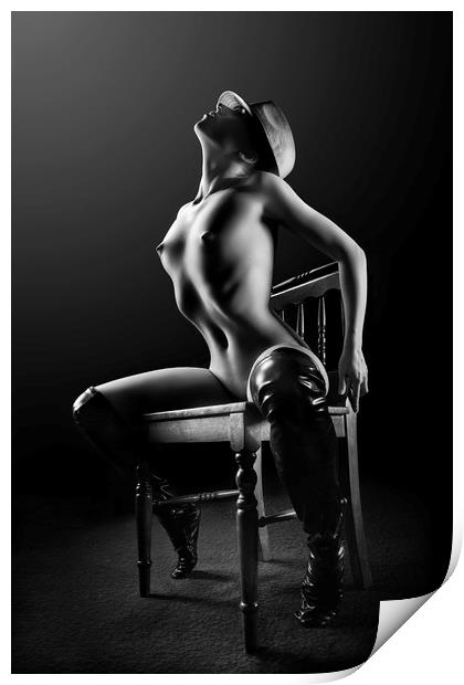 Nude woman on chair 2 Print by Johan Swanepoel
