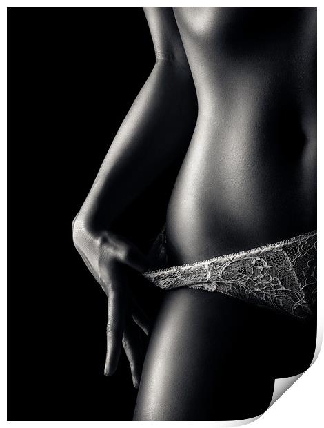 Woman in pantie closeup 2 Print by Johan Swanepoel