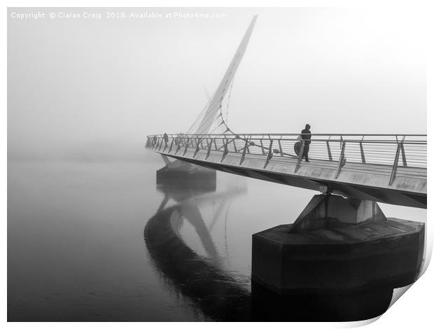 Man walks over the Peace Bridge  Print by Ciaran Craig