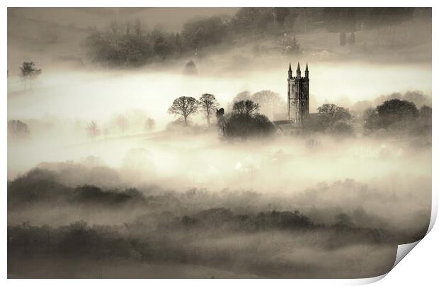 Widecombe-in-the-Mist - sepia Print by David Neighbour