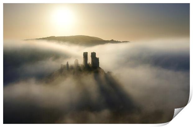 Corfe in the Clouds Print by David Neighbour