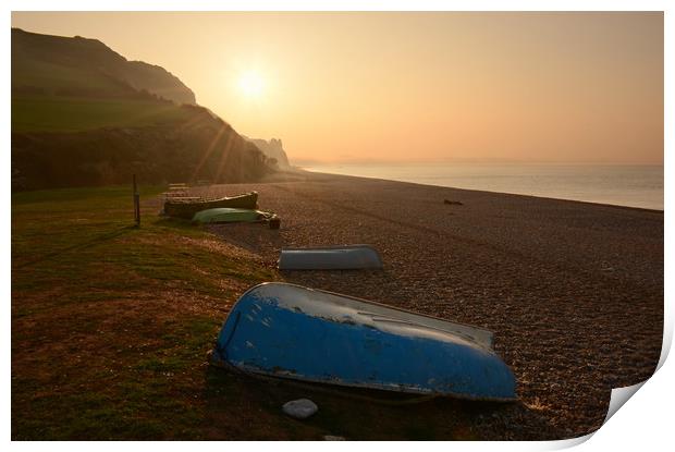 Branscombe Boats Print by David Neighbour
