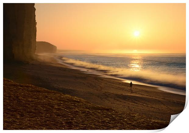 Misty Waves, West Bay Print by David Neighbour