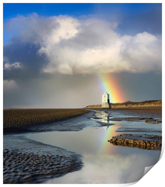 Low Lighthouse Rainbow Print by David Neighbour