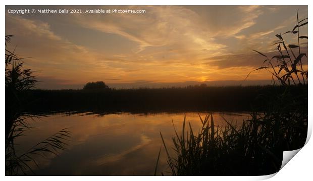 Reflections at Sunset Print by Matthew Balls