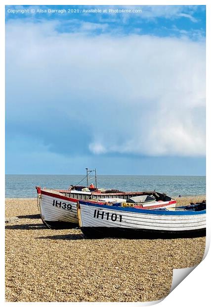 Boats on Aldeburgh Beach, Suffolk  Print by Ailsa Darragh